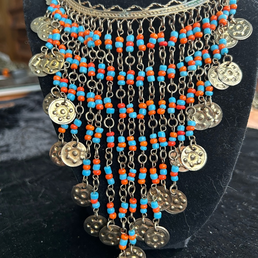 BEADED COIN NECKLACE